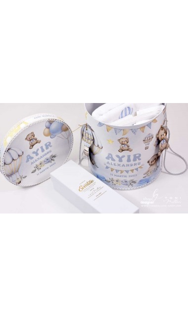 Trusou botez cu ursuleti albastri si baloane de aer cald Teddy Bear Bleu Hot Air Balloons 17